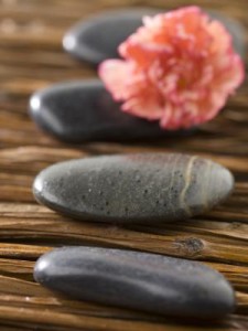 spa stones with flower - help for stress